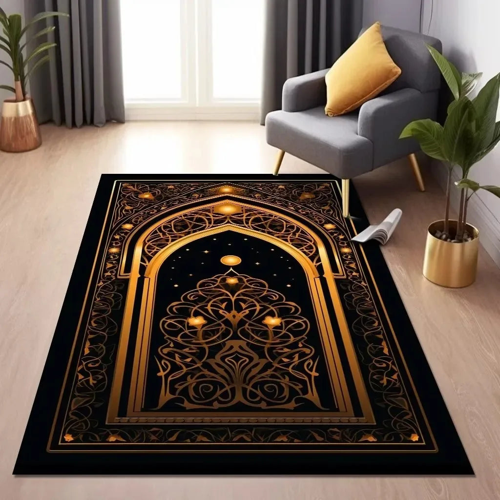 Islamic Muslim Qibla Carpet Living Room Bedroom Lounge Bedside Floor Mat Home Decoration Water-Absorbent Anti-Slip Carpet