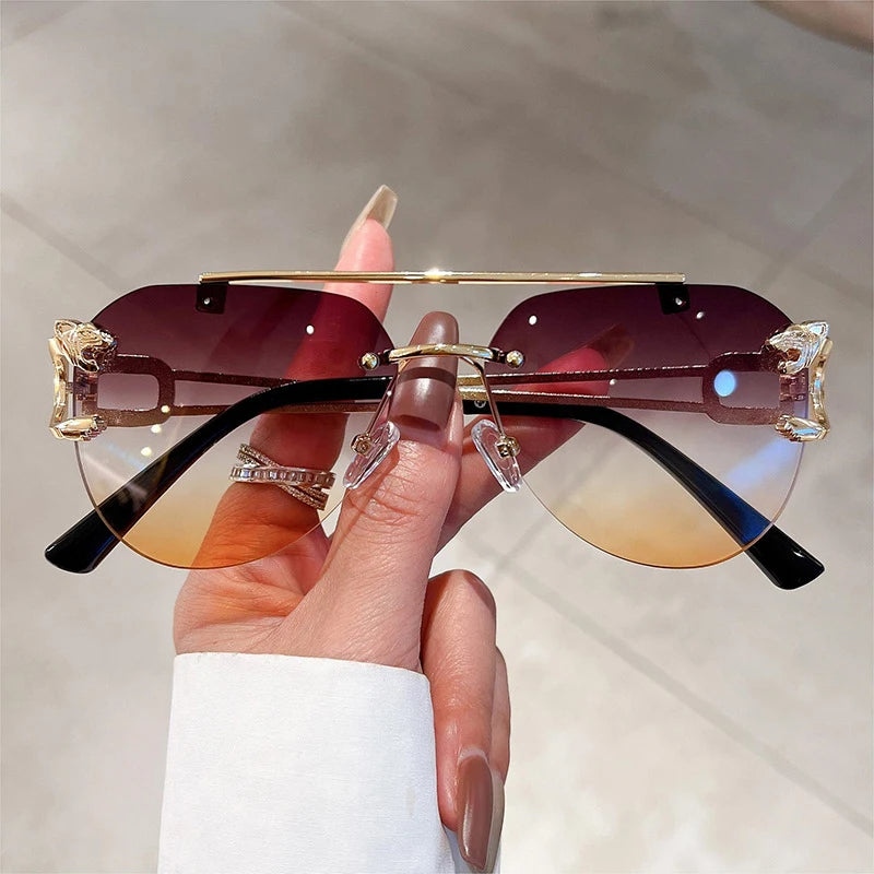 Sunglasses Women Luxury Rimless Vintage Fashion Glasses