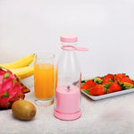 Portable Electric Fruit Juicer Cute Manual Wine Bottle Juicing Cup Small 6-Blade Rechargeable Vegetable Juicer Blender Mixer