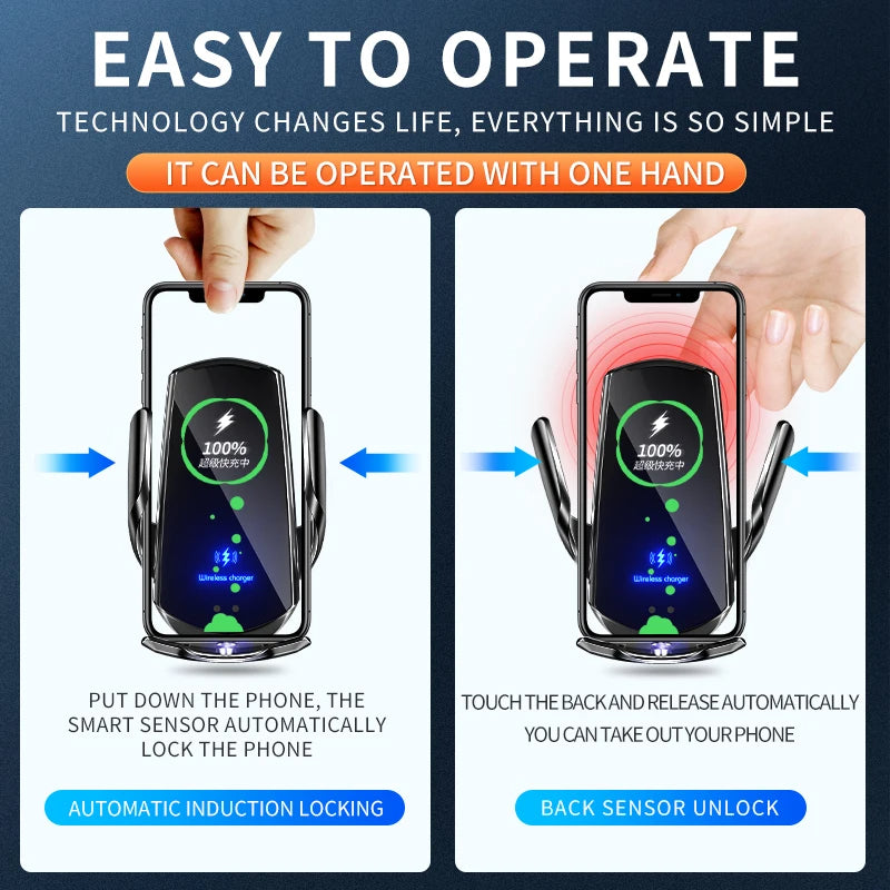 New Upgrade Car Mobile Phone Holder 15w Wireless Charging Portable Car Holder Cellphone Bracket Stand In Car Device