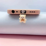 Phone Dust Plug iPhone Samsung Type-C Interface Cute Bear Decorative Accessories Hanging Accessories Universal Dust Plug