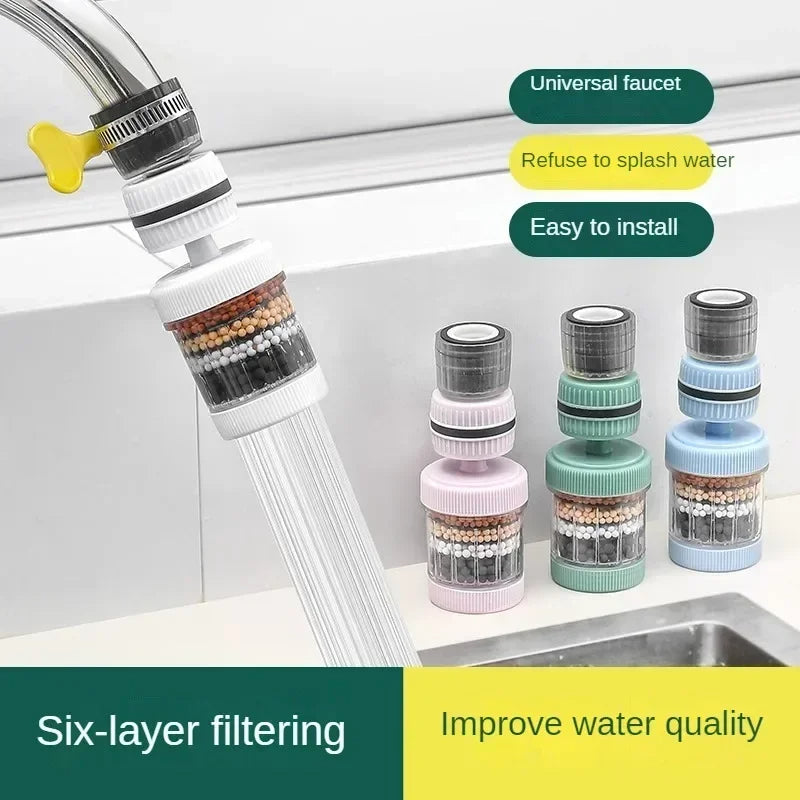 New 6-layers Water Filter Tap Purifier 360° Rotation Universal Faucet Aerator Splash Nozzle Mixer Bubbler Bathroom Faucet