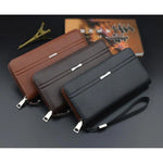 Men Clutch Wallets PU Leather Large Capacity Zipper Hand Strap Men Wallet Luxurious Business Solid Male Purses