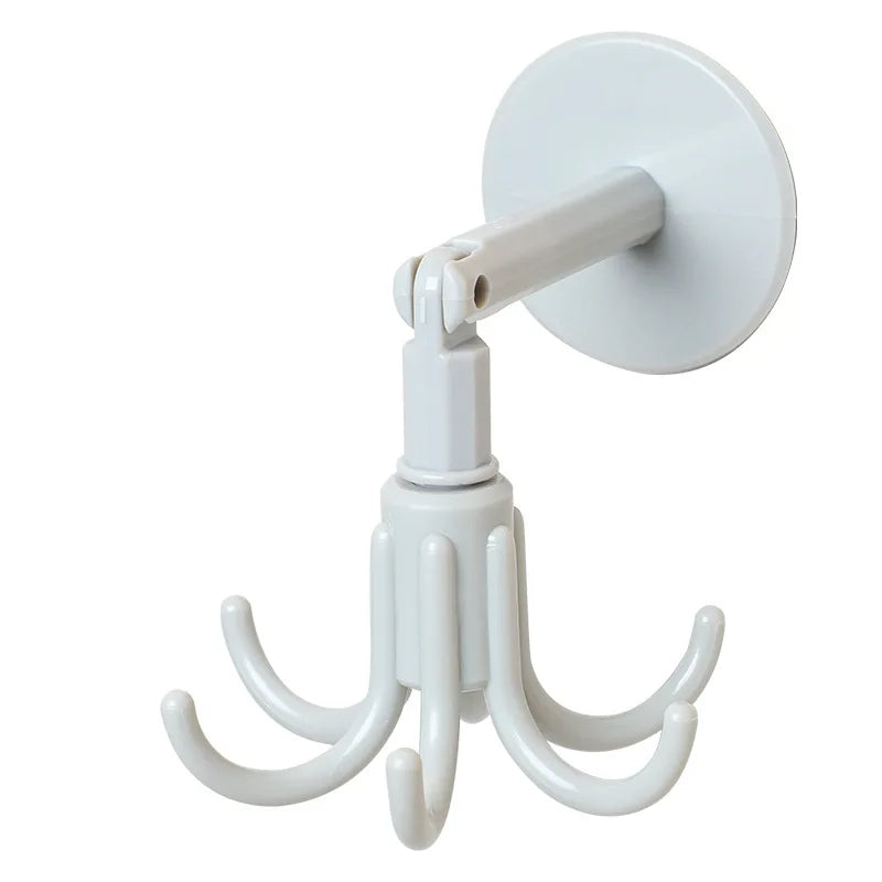 Six-claw Rotary Hook Punch-free 360 Degree Spoon Rack Key Rack Multi-functional Household Kitchen Hanging Bathroom Storage Rack